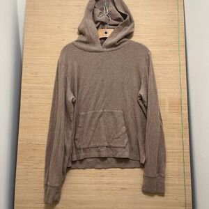 J. Crew Lightweight Pullover Hoodie Tan Brown Casual Comfort Size M